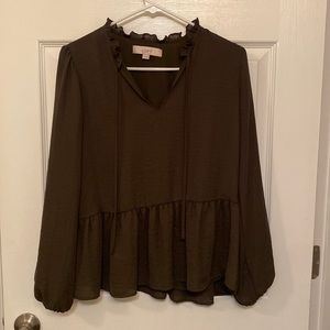 Olive green, long sleeve blouse